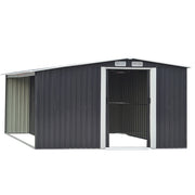 Garden Shed Apex Roof Metal Storage 8X8,10X8 Tool House with Firewood Log Store