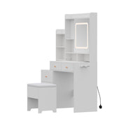 Dressing Table With 5 Drawers LED Mirror Set Makeup Desk Vanity Table Bedroom