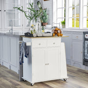 Kitchen Island Storage Cabinet Rolling Trolley with Wood Top, 3-Tier Spice Rack