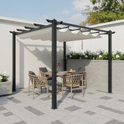 3 x 3 m Metal Pergola Gazebo Patio Sun Shelter Retractable Canopy Garden Shelter