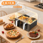 Air Fryer 9L Dual Basket 8 Program for Oil Free & Low Fat Healthy Cooking 2400W