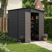 Plastic Garden Shed 8x4 Outdoor Storage Sheds Tool House w/ Floor, Lockable Door