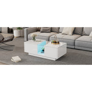 Led Coffee Table with 2 Drawer Storage, High Gloss Coffee Table for Living Room