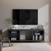 Black 70inch TV Stand Unit Cabinet with Electric Fireplace & 12 Colour LED Light