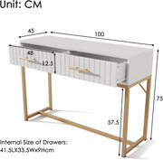 Dressing Table 2 Drawers !SALE! White Gold Vanity Makeup Desk Bedroom Modern