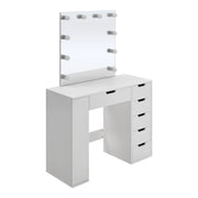 White Dressing Vanity Table Wood Makeup Desk with LED Lights Mirror 6 Drawers