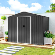 8 x 6ft Metal Garden Storage Shed with Double Door, Dark Grey