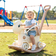 5 in 1 Baby Rocking Horse Ages For 1-6 with Push Handle,Backrest & Balance Aknzv