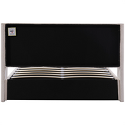 Ottoman Bed Gas Lift Storage Bed 4ft6 Double Bed Frame Velvet Upholstered Beige