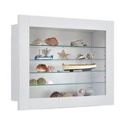 Insert/ Wall Mounted Display Shelf Storage Cabinet with Adjustable Glass Shelves