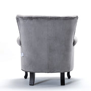 Velvet Accent Chair Scallop Armchair Oyster Back Lounge Tub Chair With Wood Legs