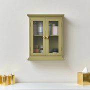 Olive Green Reeded Glass Wall Cabinet wall shelving shelf bathroom storage