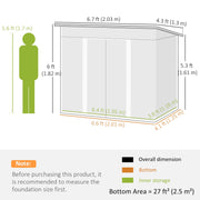 7 x 4ft Outdoor Garden Storage Shed for Garden Green Refurbished