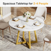 Round Dining Table for 2-4 People, 80CM Modern Kitchen Table for Dining Room
