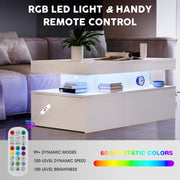 High Gloss LED Coffee Table With Storage Wooden 2 Drawer Living Room Furniture