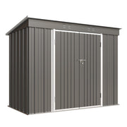 Garden Shed Pent Roof 4X8FT Metal Free Foundation Base Storage House Grey