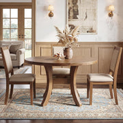 Round Solid Wood Dining Table 120cm Farmhouse Circle Kitchen Table for 6 Person
