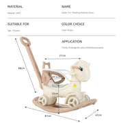 5 in 1 Baby Rocking Horse Ages For 1-6 with Push Handle,Backrest & Balance Aknzv