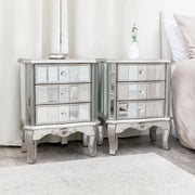 Pair mirrored bedside tables bedroom living room furniture French shabby chic