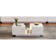 Led Coffee Table with 2 Drawer Storage, High Gloss Coffee Table for Living Room