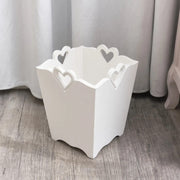 White Wooden Bin With Heart Cut Out Waste Paper basket storage