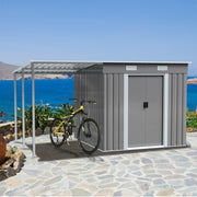 5.5 X 5.5FT Metal Garden Shed Tools Bikes Storage House Shelter with Side Canopy