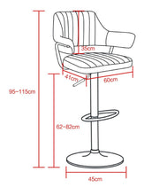 SET OF 2 PLUSH BAR STOOLS, GAS LIFT, BREAKFAST KITCHEN BAR PADDED ARMS & BACK