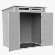 6X4FT Plastic Garden Storage Shed Outdoor Tool House With Floor & Lockable Doors