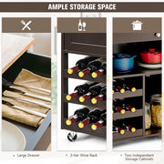 Rolling Kitchen Storage Trolley Cart Cupboard Island Cabinet 3 Tier Wine Rack