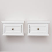 Pair Of White Wall Mounted Bedside Tables - Daventry White Range