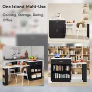 Kitchen Island Dining Table !SALE! Extendable 4-6 Seater Storage Cabinet Black