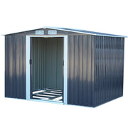 10x8FT Extra Large Garden Shed Metal Apex Roof Outdoor Storage With Door & Vent