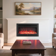 36-Inch Electric Fireplace with Adjustable Flame Colors-Black
