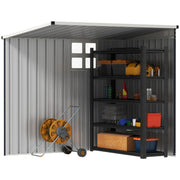 4 x 6ft Lean to Garden Storage Shed with Window, Dark Grey