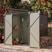 4.6 x 9ft Garden Storage Shed 3D Wood Grain Metal Outdoor Sheds Lockable House