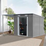 5.5 X 5.5FT Metal Garden Shed Tools Bikes Storage House Shelter with Side Canopy