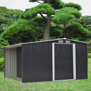 Garden Shed Apex Roof Metal Storage 8X8,10X8 Tool House with Firewood Log Store