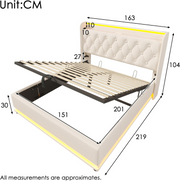BTM Double Bed Frame !SALE! 4ft6 Storage Drawers RGB LED USB-C Beige Velvet