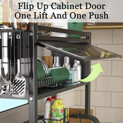 Space Saving Over The Sink Dish Drying Rack with Cover 2 Tier Dish Drainer Large