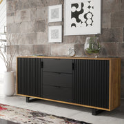 Sideboard TV Unit Cabinet Storage Modern Slatted Doors Drawers Sleek 140cm