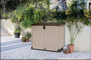 Large Keter MIDI Garden 880L Storage Box Beige Shed Outside Store Bike Bin Tool