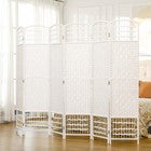 6 Panel Room Divider Folding Privacy Screen with Pine Wood Frame Refurbished