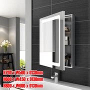 LED Bathroom Mirror Cabinet with Shaver Socket Demister Sensor Lights 70x50cm