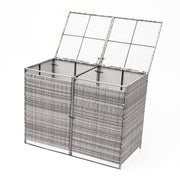 Double Wheelie Bin Storage Store Rattan Shed Outdoor Garden Rubbish Dustbin Shed