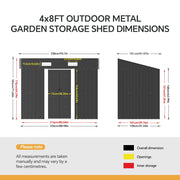 4x8 FT Flat Roof Steel Storage Shed, Pre-drilled Steel Panels, Outdoor Tool Shed
