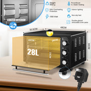 OYAJIA Mini Oven Toaster Grill Tabletop Compact Portable Baking Cooker 28L 1500W