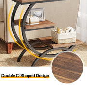 C-Shaped End Table Modern 3-Tier Narrow Side Table with Storage for Living Room