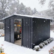 8 x 6ft Garden Storage Shed Outdoor Metal Garden Sheds with Sliding Door GREY