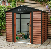 8 x 6FT Garden Shed Double Doors Metal Apex Roof Outdoor Storage House 4 Vents