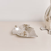 Shiny Silver Leaf Trinket Tray Dish bowl Autumn home decor sweet